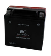 BCTX14-AGM| Batteria Moto AGM,YTX14-BS,12V,12Ah,CCA:200Amp,150x87x146mm - BC Battery Italian Official Website