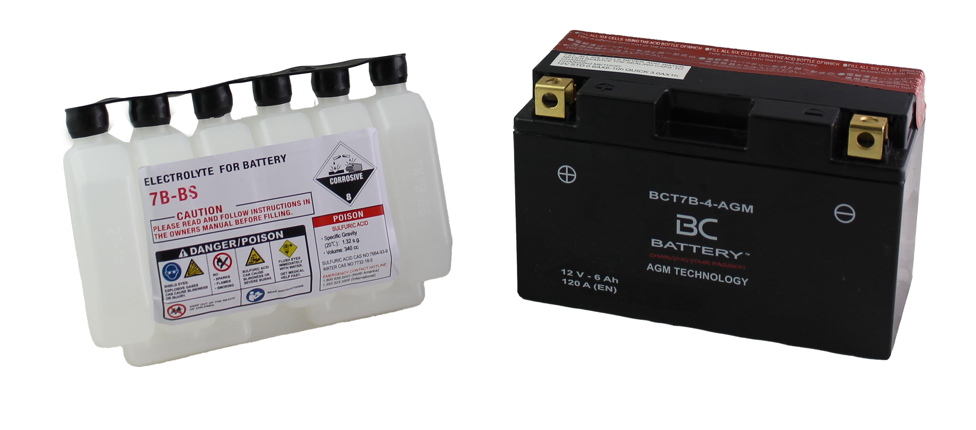 BCT7B-4-AGM| Batteria Moto al AGM,YT7B-BS, 12V,6 Ah, CCA: 120Amp,150x65x93mm - BC Battery Italian Official Website