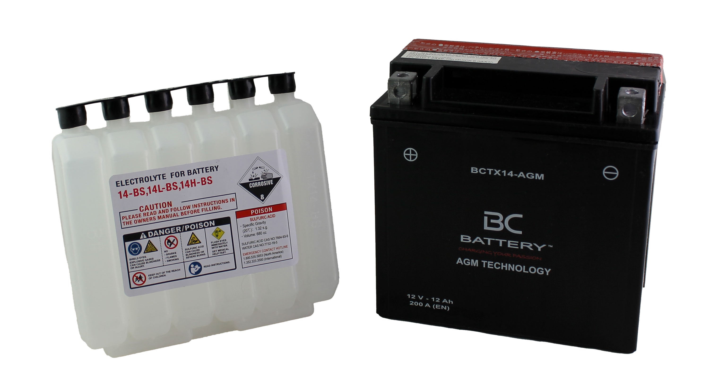 BCTX14-AGM| Batteria Moto AGM,YTX14-BS,12V,12Ah,CCA:200Amp,150x87x146mm - BC Battery Italian Official Website