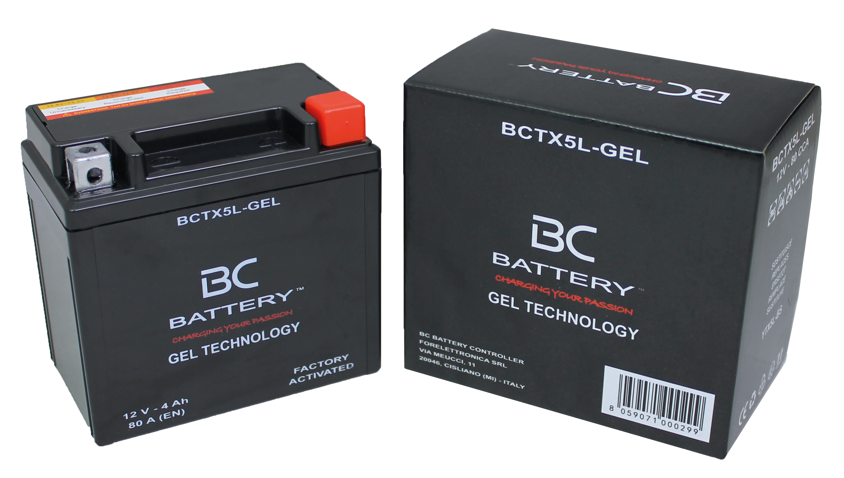 BCTX5L-GEL| Batteria Moto al GEL,YTX5L-BS, 12V, 4Ah, CCA:80 Amp, 113x70x105mm - BC Battery Italian Official Website