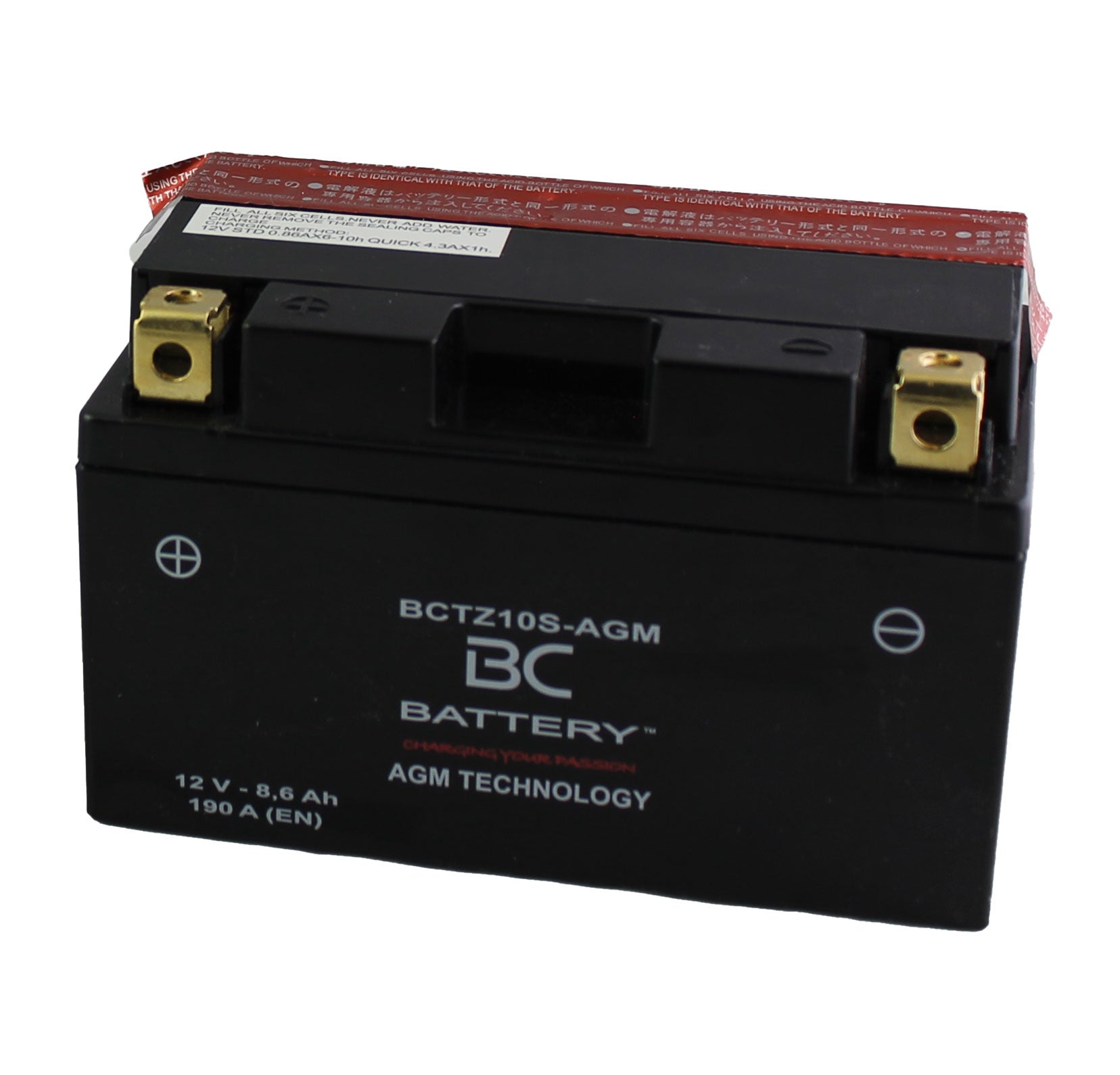 BCTZ10S-AGM| Batteria Moto al AGM,YTZ10S, 12V, 8,6 Ah, CCA:190Amp,150x87x93mm - BC Battery Italian Official Website