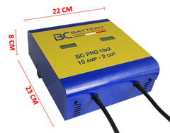 PRO 10x2 - Chargeur de Batterie Professionnel à 2 Sorties, 10 A